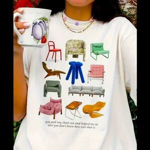 Kitschy Chair Print Crew Neck Tee